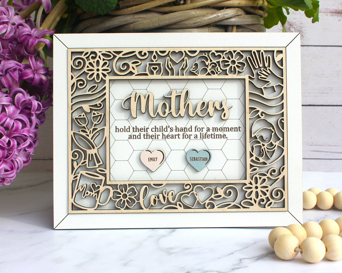 Mothers Day 3D Wall Hanging Decoration or Gift with Stand, Mum Birthday Gift, Grandparents, Gift from Kids, Personalized Mothers Day Gift