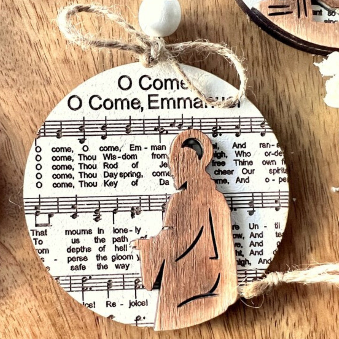3D Engraved Handmade Music Sheet Nativity Christmas Ornaments, Wooden Christmas Ornaments, Nativity Set, Nativity Scene