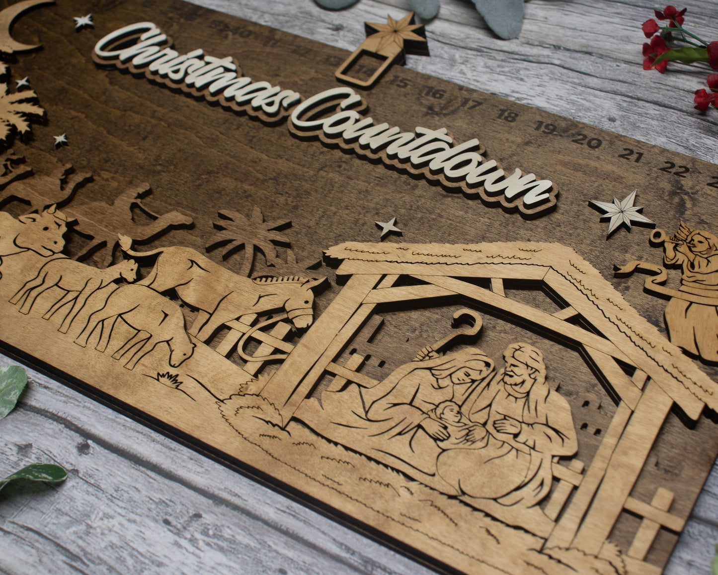 Christmas Countdown Nativity Scene with Movable Icon, Advent Calendar For Kids and Adults, Christian Advent Calendar, Family Calendar