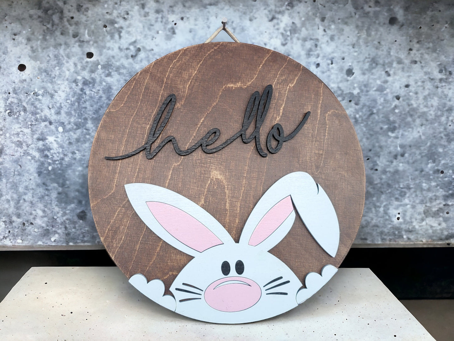 Hello Easter Bunny Front Door Decor, Happy Easter Handmade Home Decor, Easter Holiday Decor, Easter Door Hanger, Easter Wood Sign