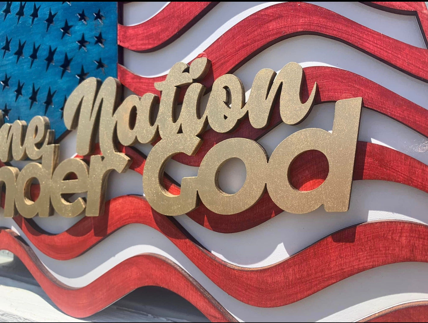 9 Variations of our Laser Engraved Patriotic Door Hanger, Door Sign for the 4th of July featuring Red White and Blue Holiday Signage