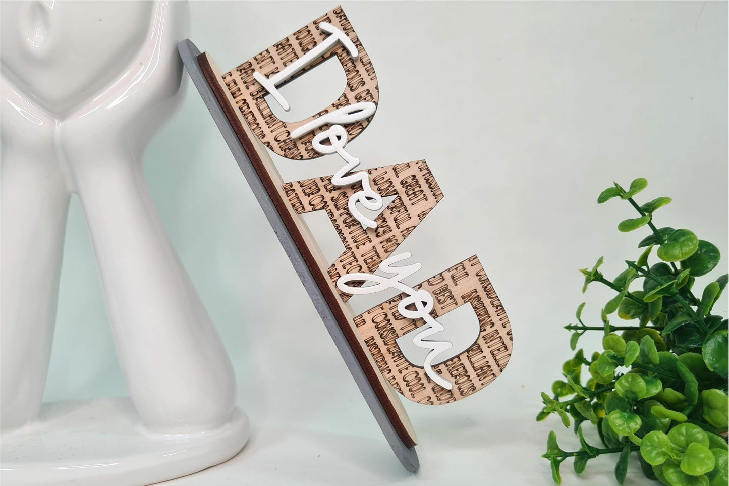 3D Laser Engraved Fathers Christmas Gift With Stand, Christmas Gift From Daughter/Son, Grandpa Gift, Personalized Gift