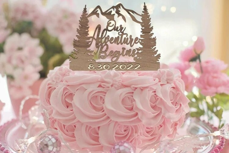 Custom Made Wedding cake Topper, Personalized Rustic Cake Topper with Date for Bridal Shower or Anniversary, Country Weddings Bridal Showers