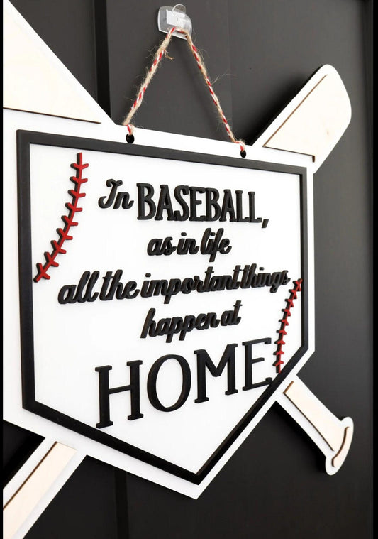 3D Baseball Home Plate Front Door Hanger for Spring and Summer - Perfect Front Door Decor and Gift for Baseball Moms and Baseball Coach Gift