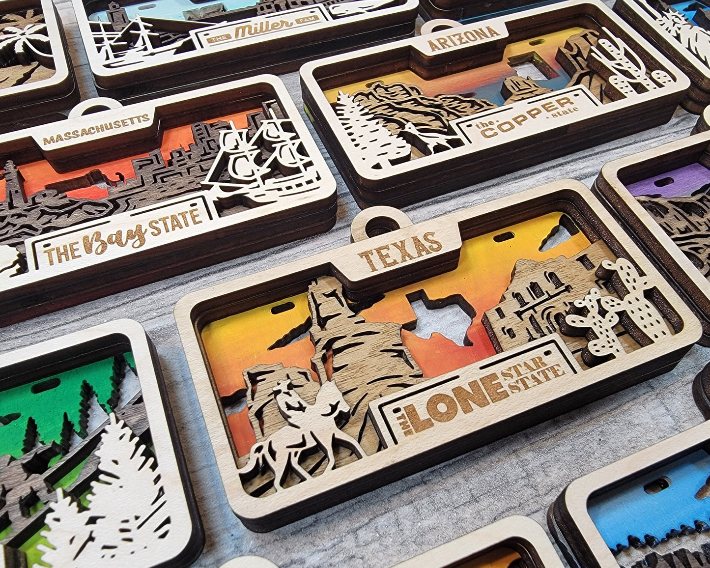 All 50 States Personalized State License Frame Christmas Ornaments, Personalized Family Ornament, Custom Christmas Tree Ornament