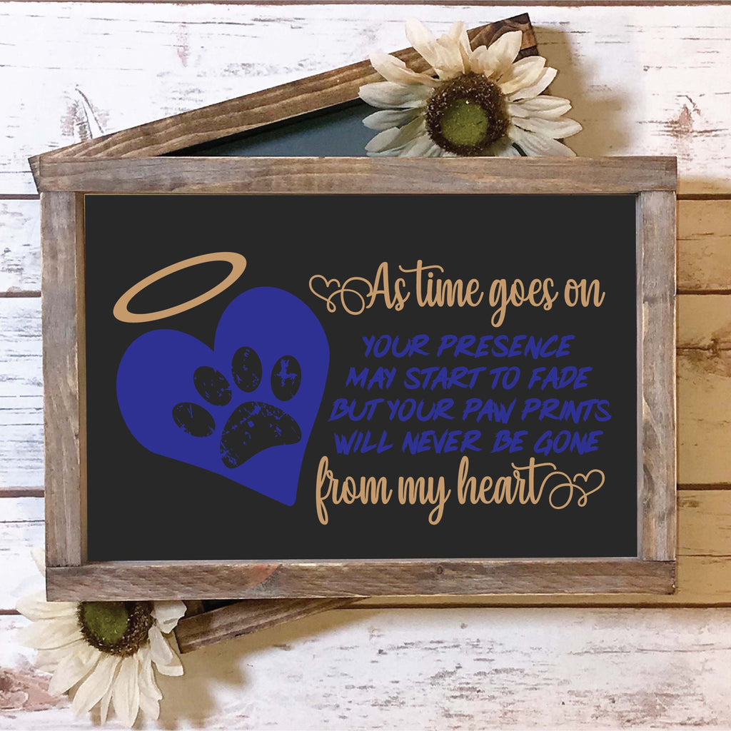 Paw Prints On My Heart Pet Memorial Sign, Pet Memorial Gift, Dog or Cat Pet Loss, Bereavement Gift, Loss Of Loved One, Handmade Wooden Sign