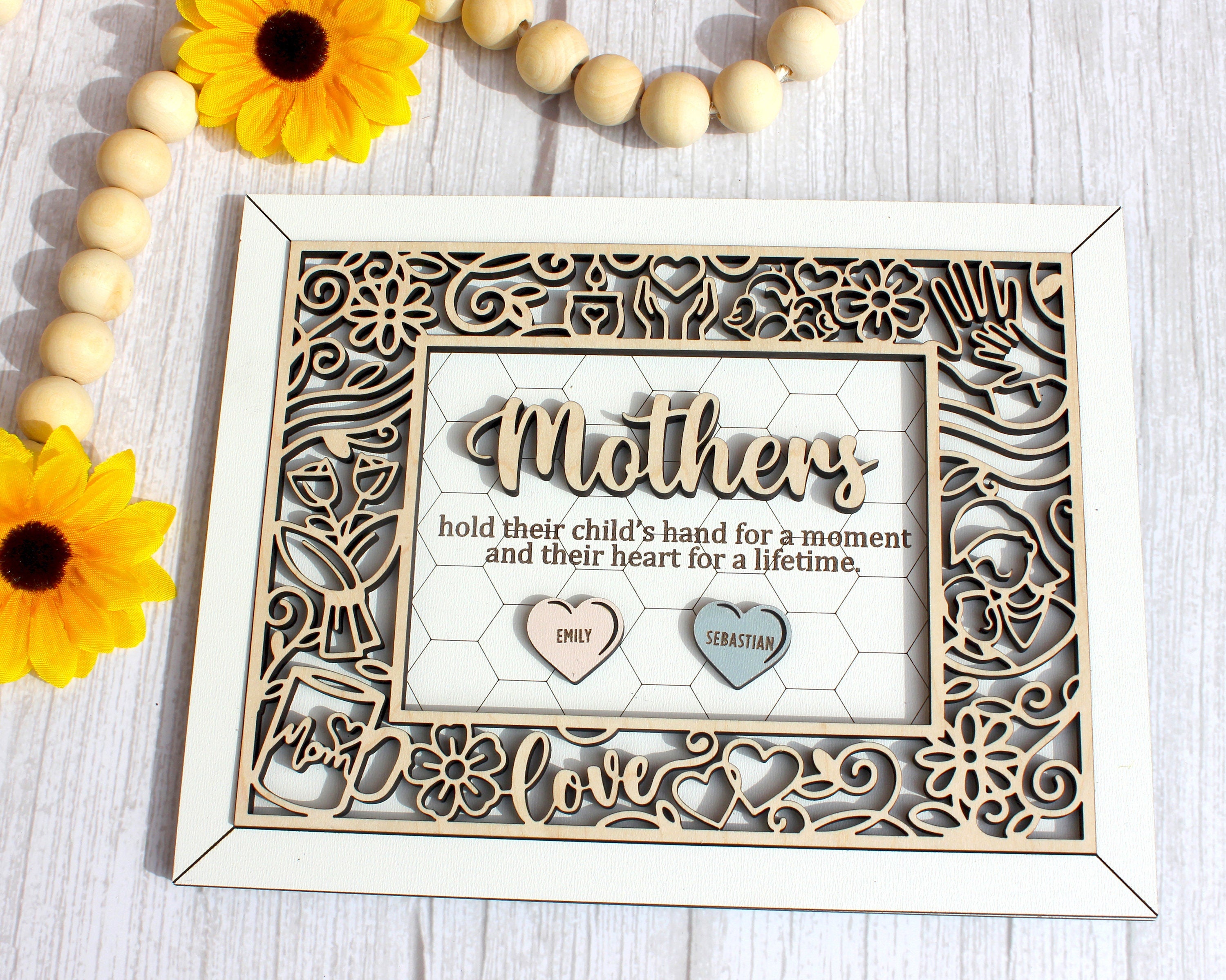 Mothers Day 3D Wall Hanging Decoration or Gift with Stand, Mum Birthday Gift, Grandparents, Gift from Kids, Personalized Mothers Day Gift